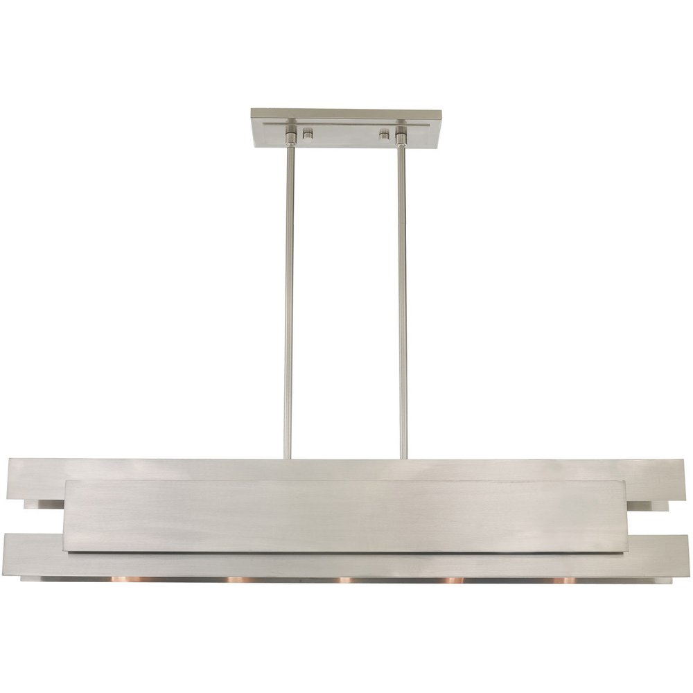 Nickel Five Light Metal Dimmable Chandelier With Shades