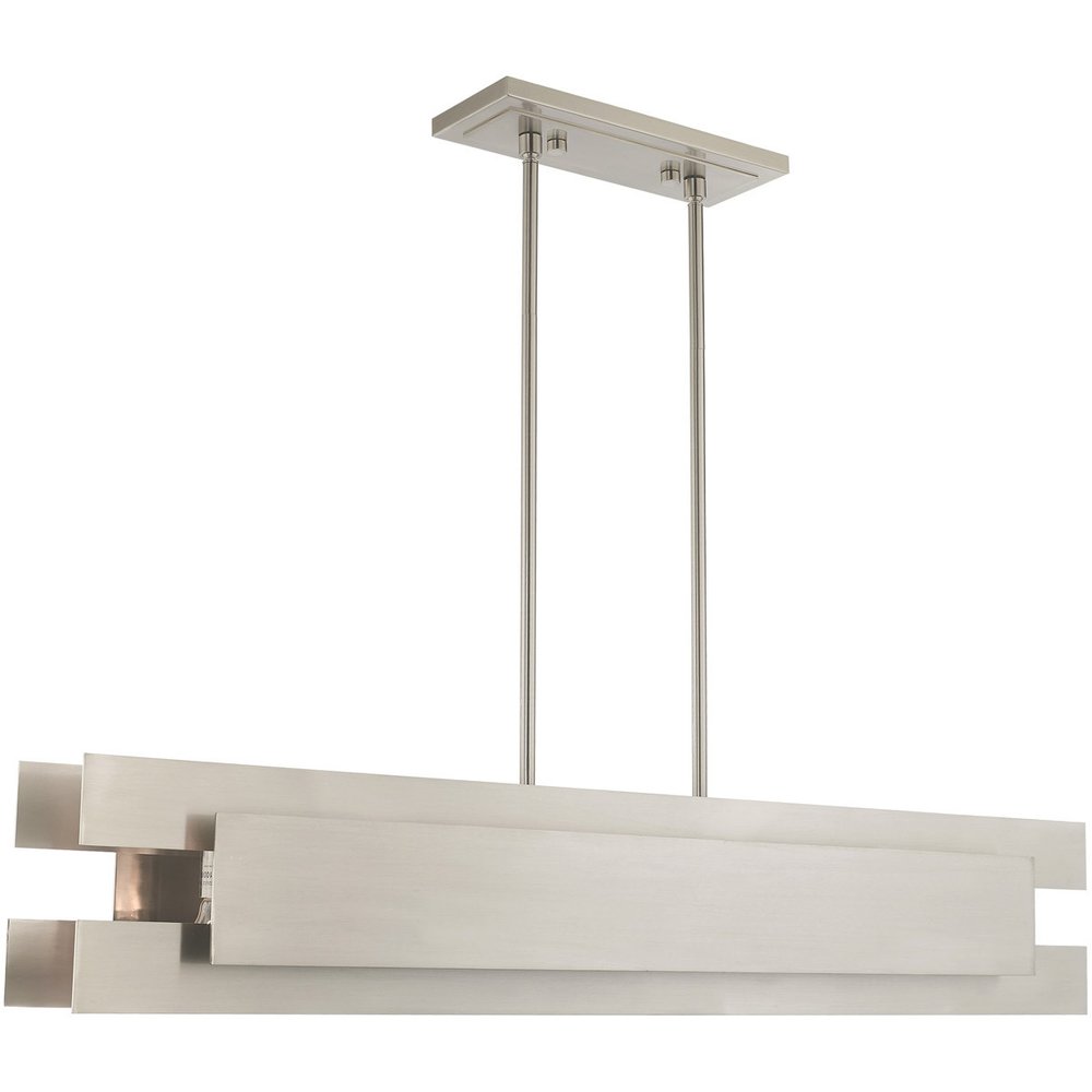 Nickel Five Light Metal Dimmable Chandelier With Shades