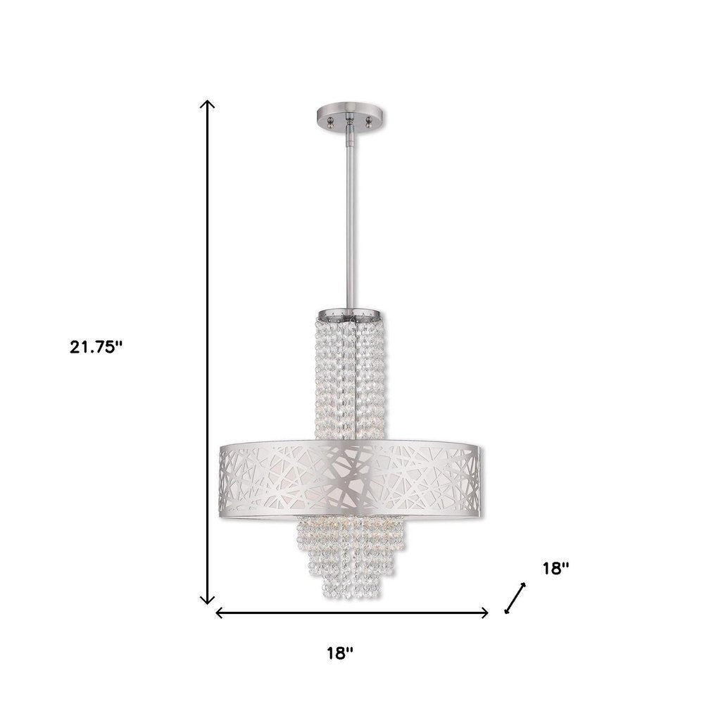 Silver Four Light Metal Dimmable Chandelier With Shades
