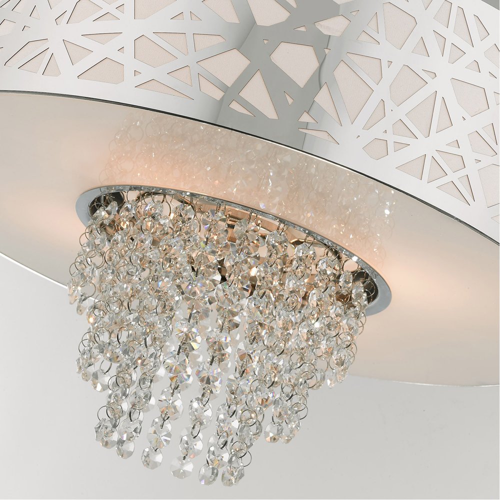 Silver Four Light Metal Dimmable Chandelier With Shades