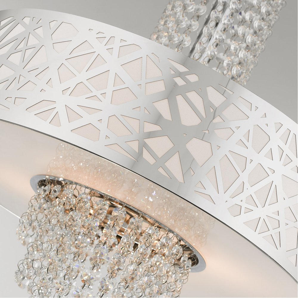 Silver Four Light Metal Dimmable Chandelier With Shades
