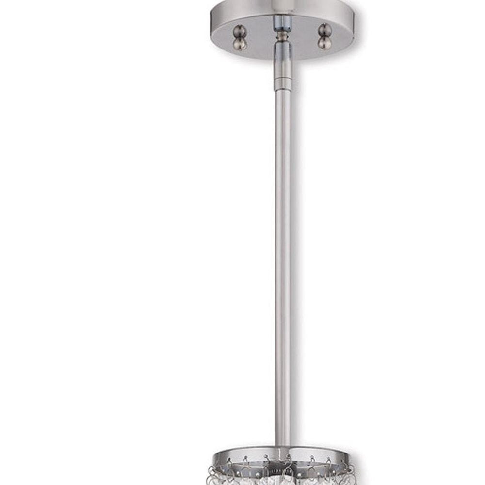 Silver Four Light Metal Dimmable Chandelier With Shades