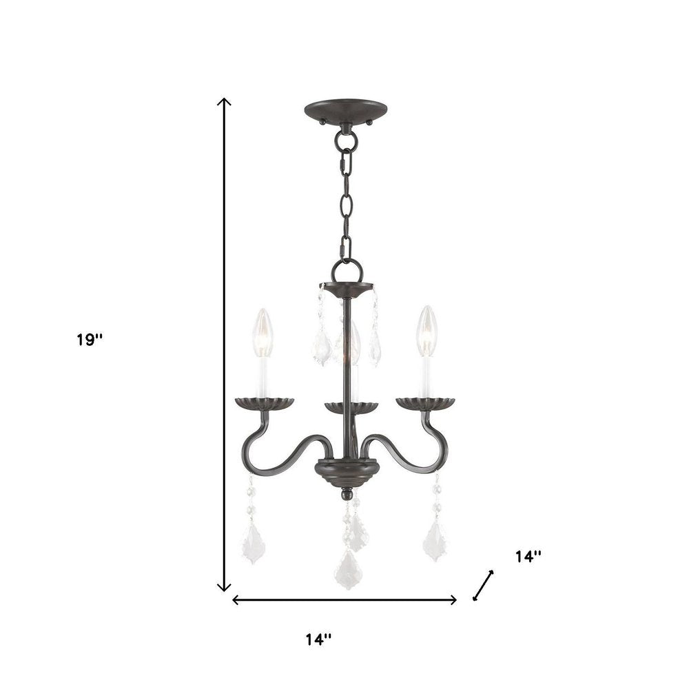 Bronze Three Light Metal Dimmable Chandelier With Shades
