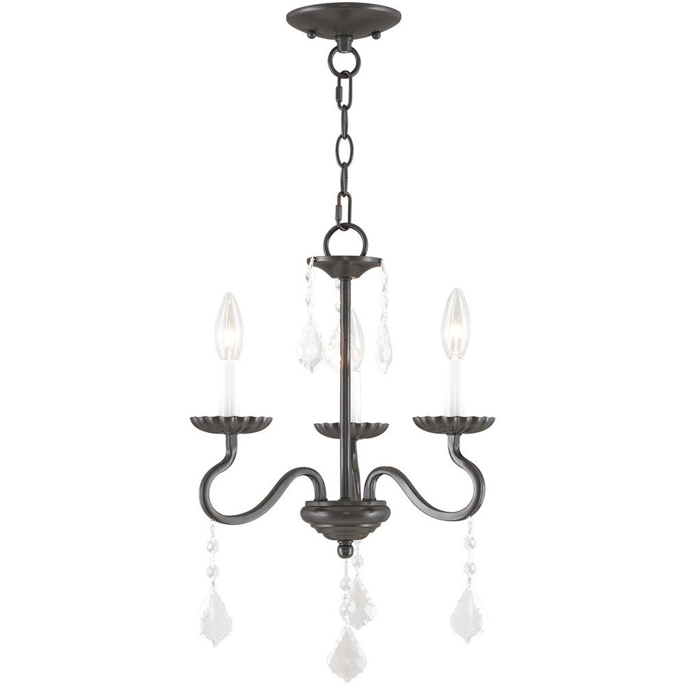 Bronze Three Light Metal Dimmable Chandelier With Shades