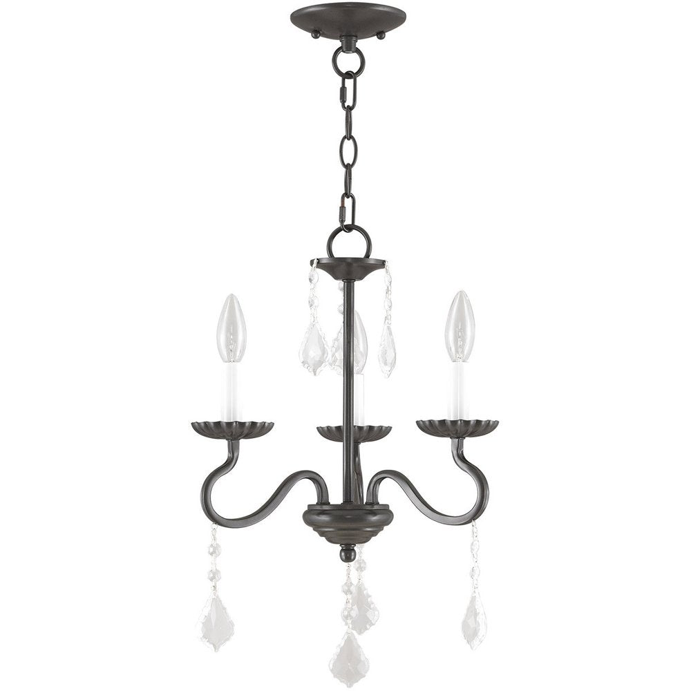 Bronze Three Light Metal Dimmable Chandelier With Shades