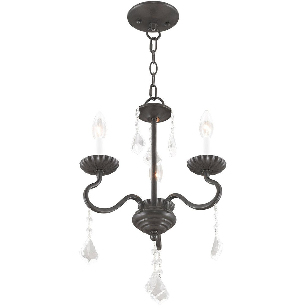 Bronze Three Light Metal Dimmable Chandelier With Shades