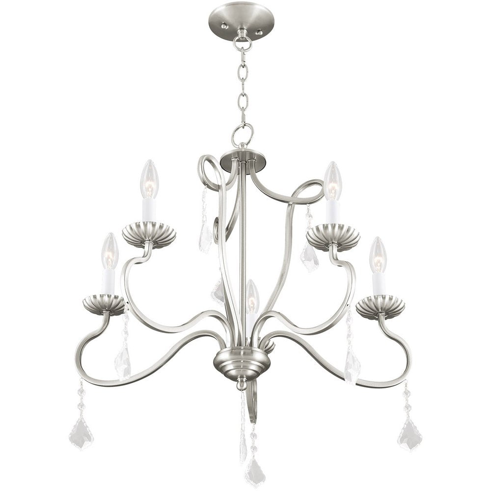 Five Light Dimmable Chandelier With Shades