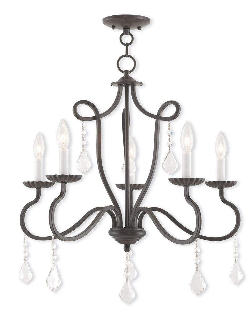 Bronze Five Light Metal Dimmable Chandelier With Shades