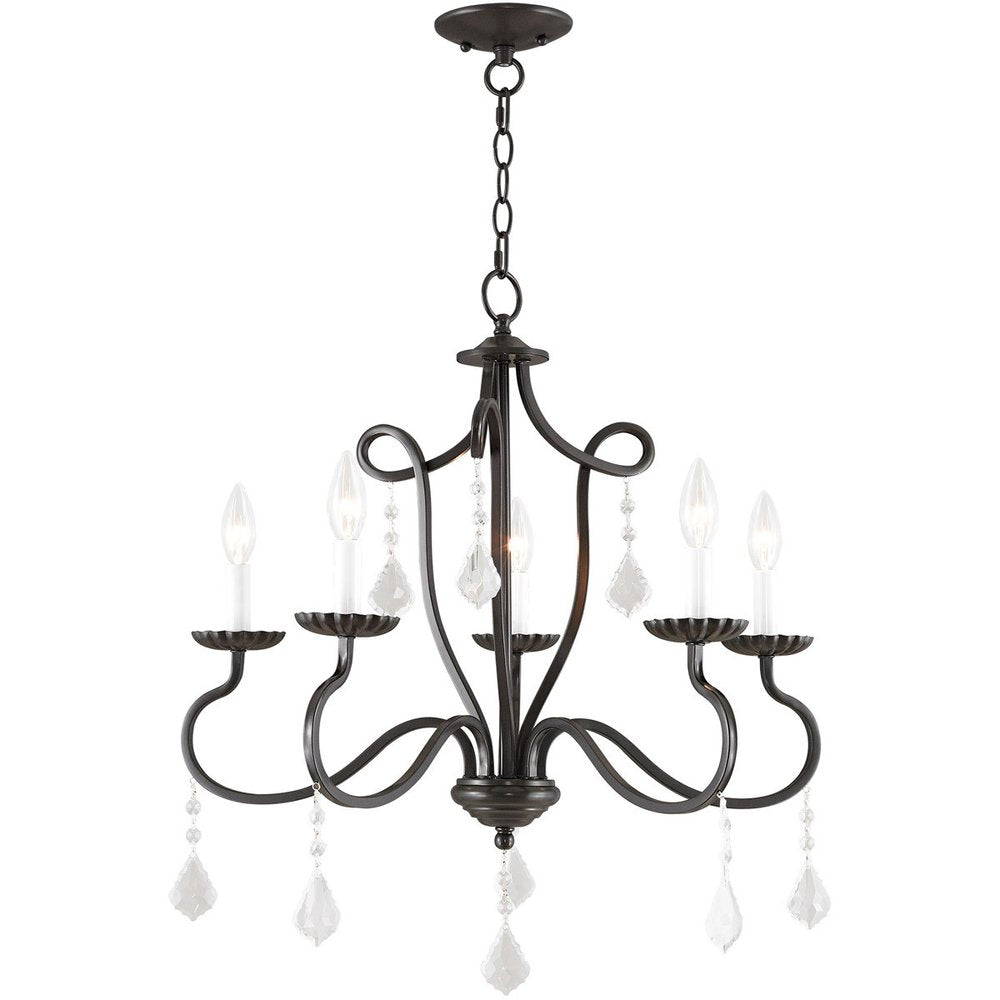 Five Light Dimmable Chandelier With Shades