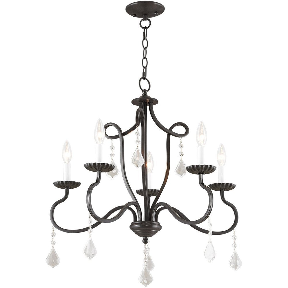 Five Light Dimmable Chandelier With Shades