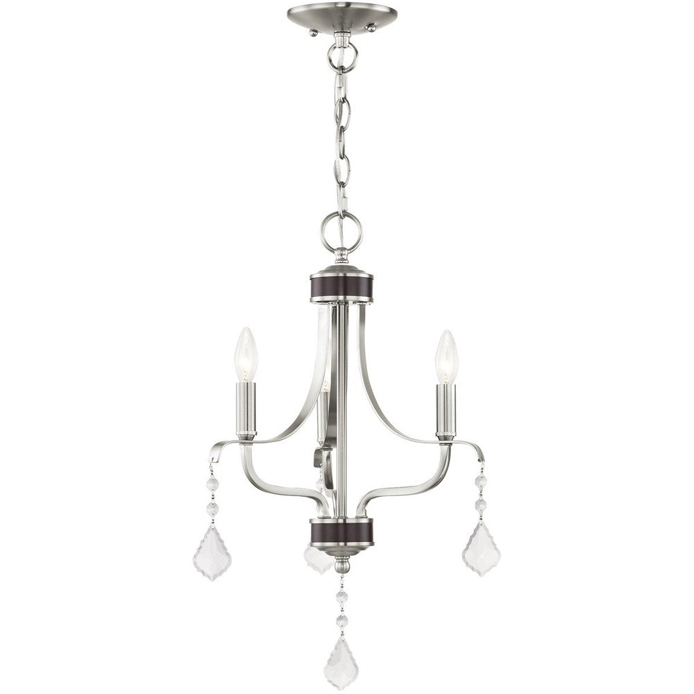 Nickel Three Light Metal Dimmable Chandelier With Shades