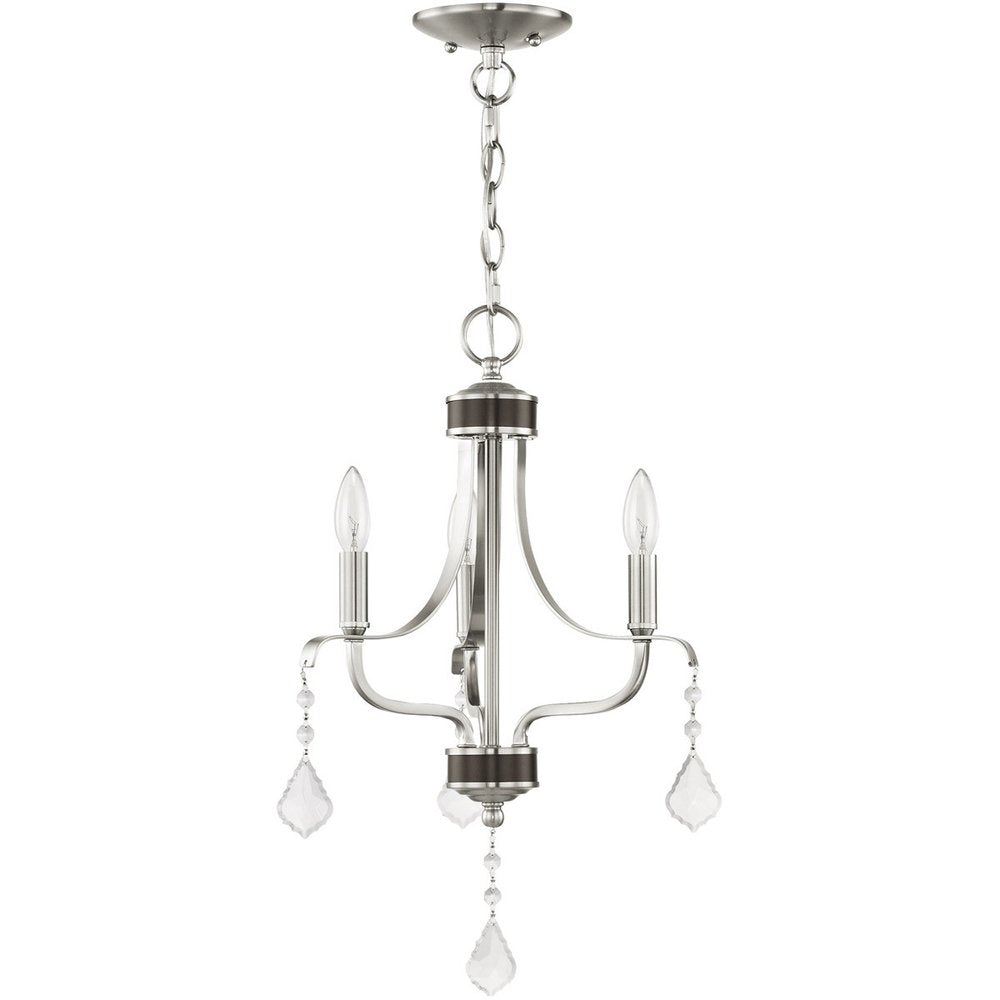 Nickel Three Light Metal Dimmable Chandelier With Shades
