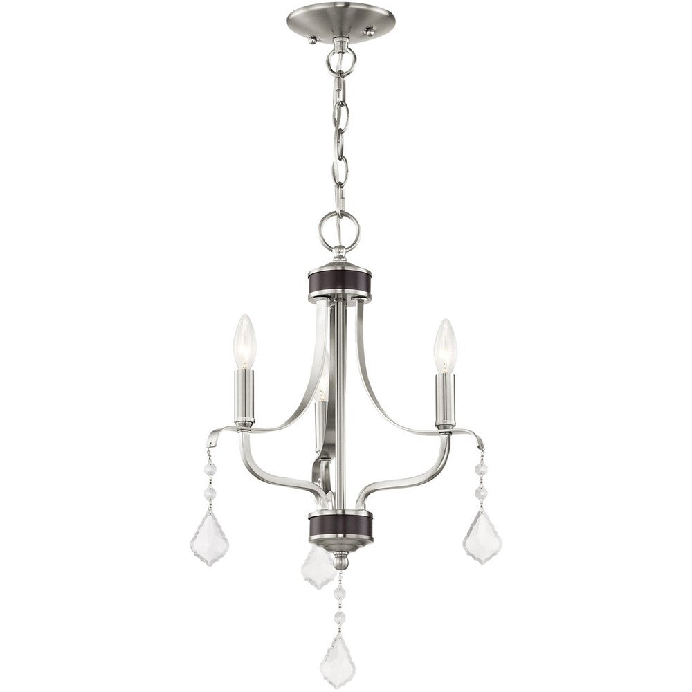 Nickel Three Light Metal Dimmable Chandelier With Shades