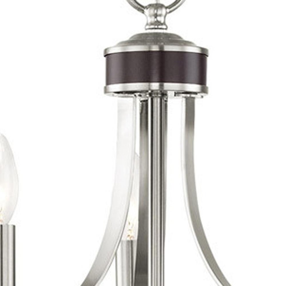 Nickel Three Light Metal Dimmable Chandelier With Shades