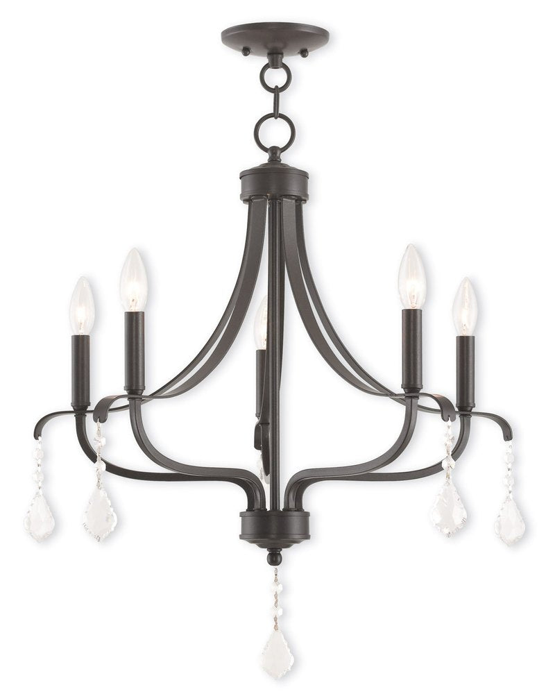 Five Light Dimmable Chandelier With Shades