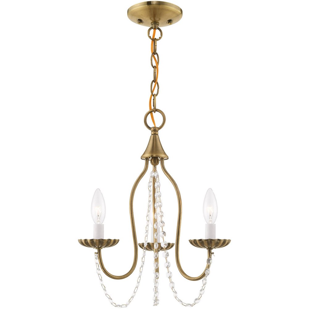 Antiqued Brass Three Light Metal Dimmable Chandelier With Shades