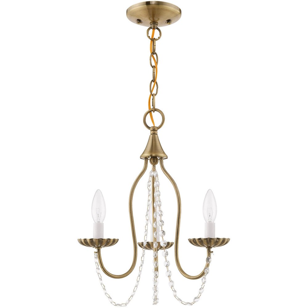 Antiqued Brass Three Light Metal Dimmable Chandelier With Shades