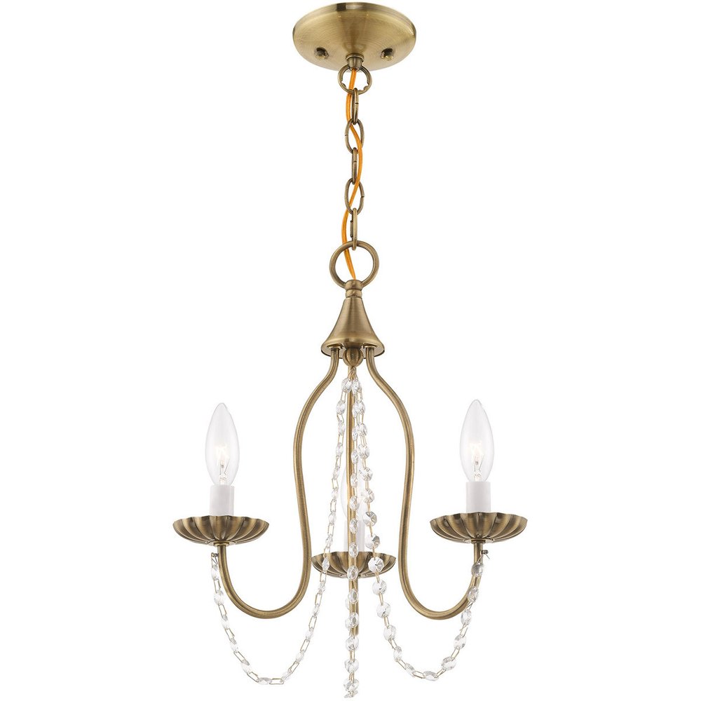 Antiqued Brass Three Light Metal Dimmable Chandelier With Shades