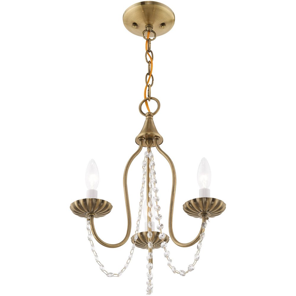 Antiqued Brass Three Light Metal Dimmable Chandelier With Shades