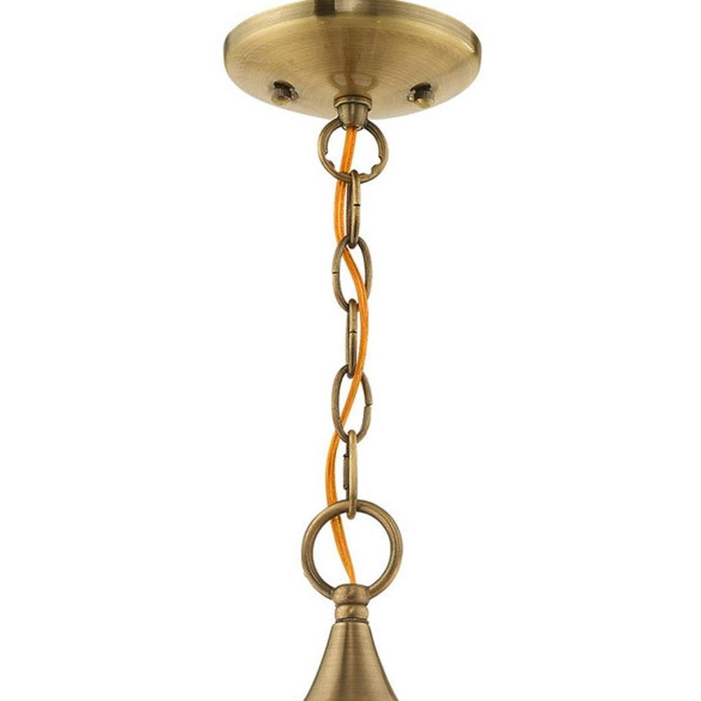 Antiqued Brass Three Light Metal Dimmable Chandelier With Shades