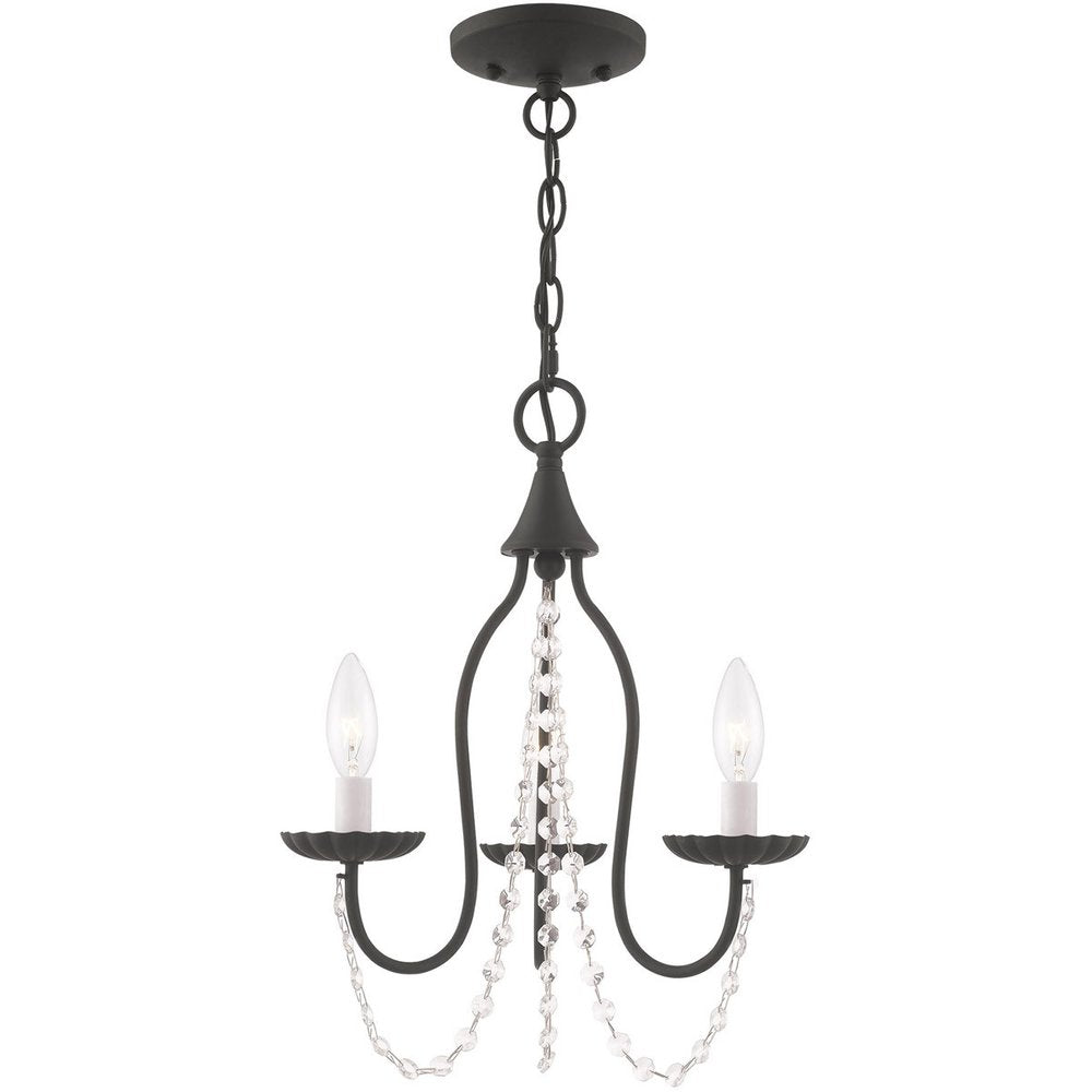 Black Three Light Metal Dimmable Chandelier With Shades