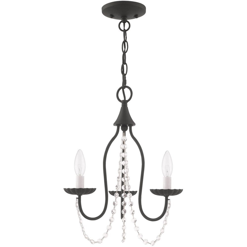 Black Three Light Metal Dimmable Chandelier With Shades