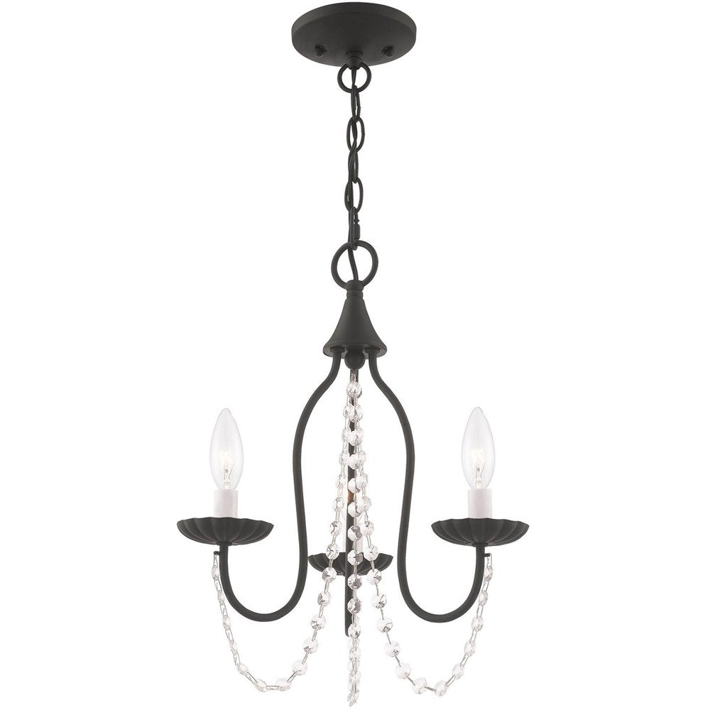 Black Three Light Metal Dimmable Chandelier With Shades