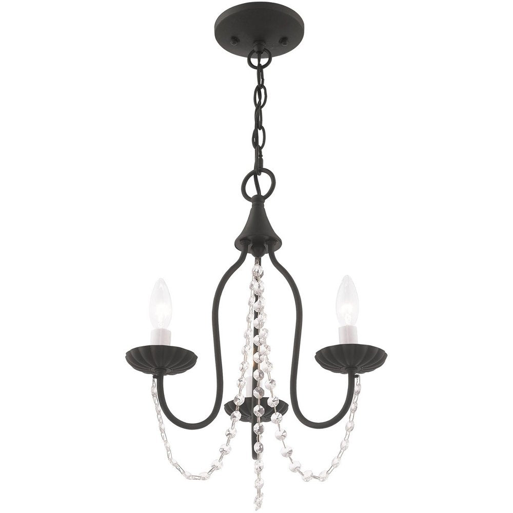 Black Three Light Dimmable Chandelier With Shades
