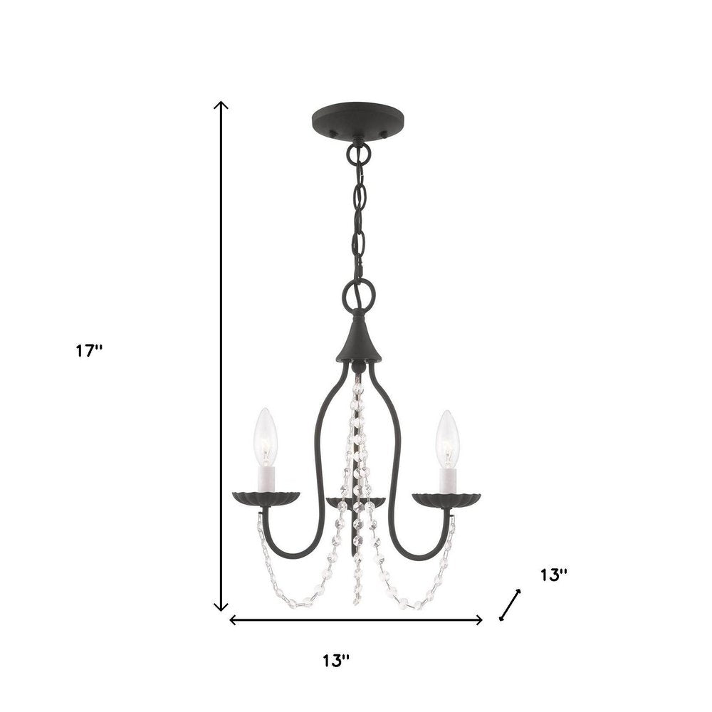 Black Three Light Dimmable Chandelier With Shades