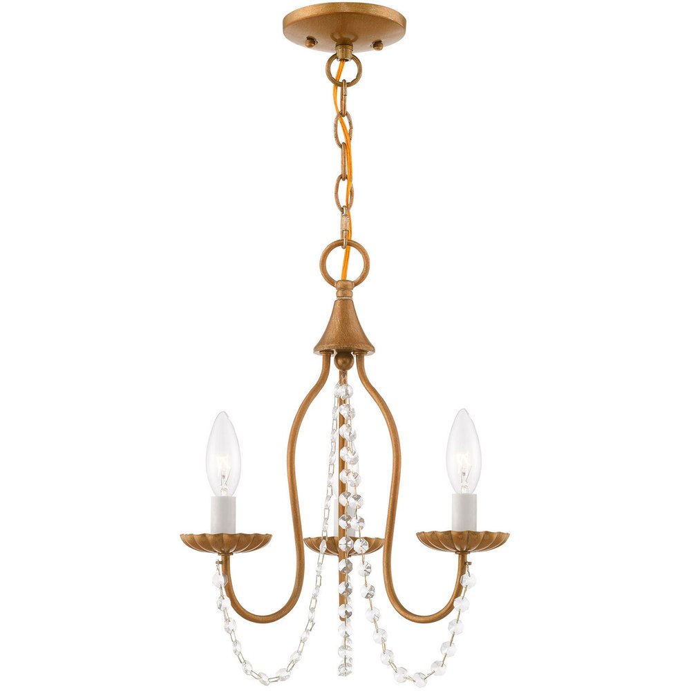 Antiqued Gold Three Light Metal Dimmable Chandelier With Shades
