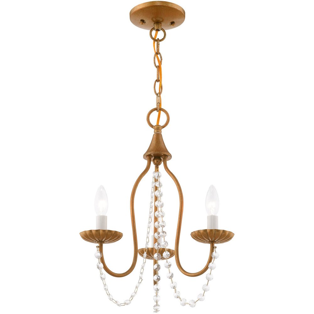 Antiqued Gold Three Light Metal Dimmable Chandelier With Shades