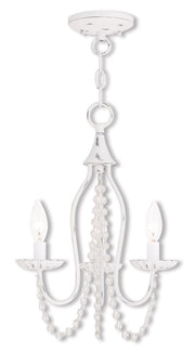 White Three Light Metal Dimmable Chandelier With Shades
