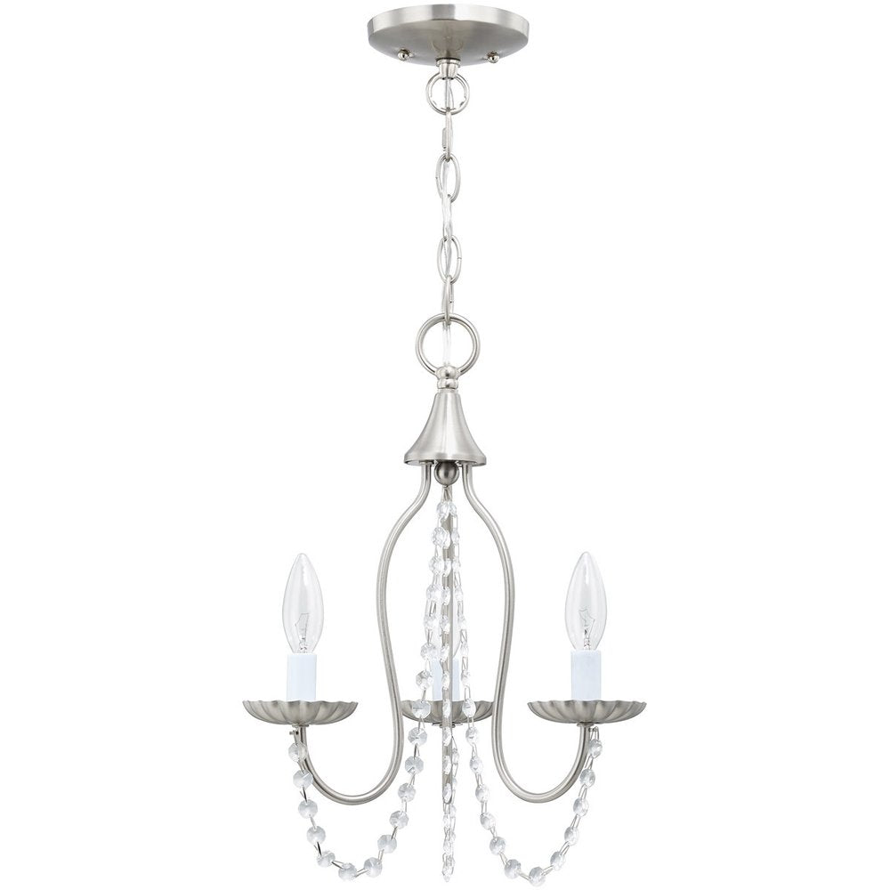 Nickel Three Light Metal Dimmable Chandelier With Shades