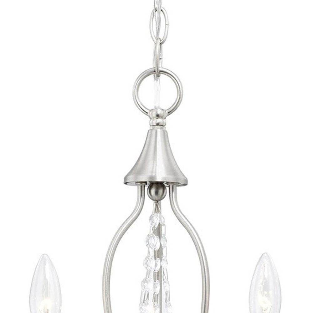 Nickel Three Light Metal Dimmable Chandelier With Shades