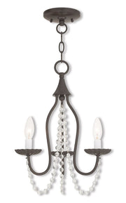 Bronze And Clear Three Light Metal Dimmable Chandelier With Shades