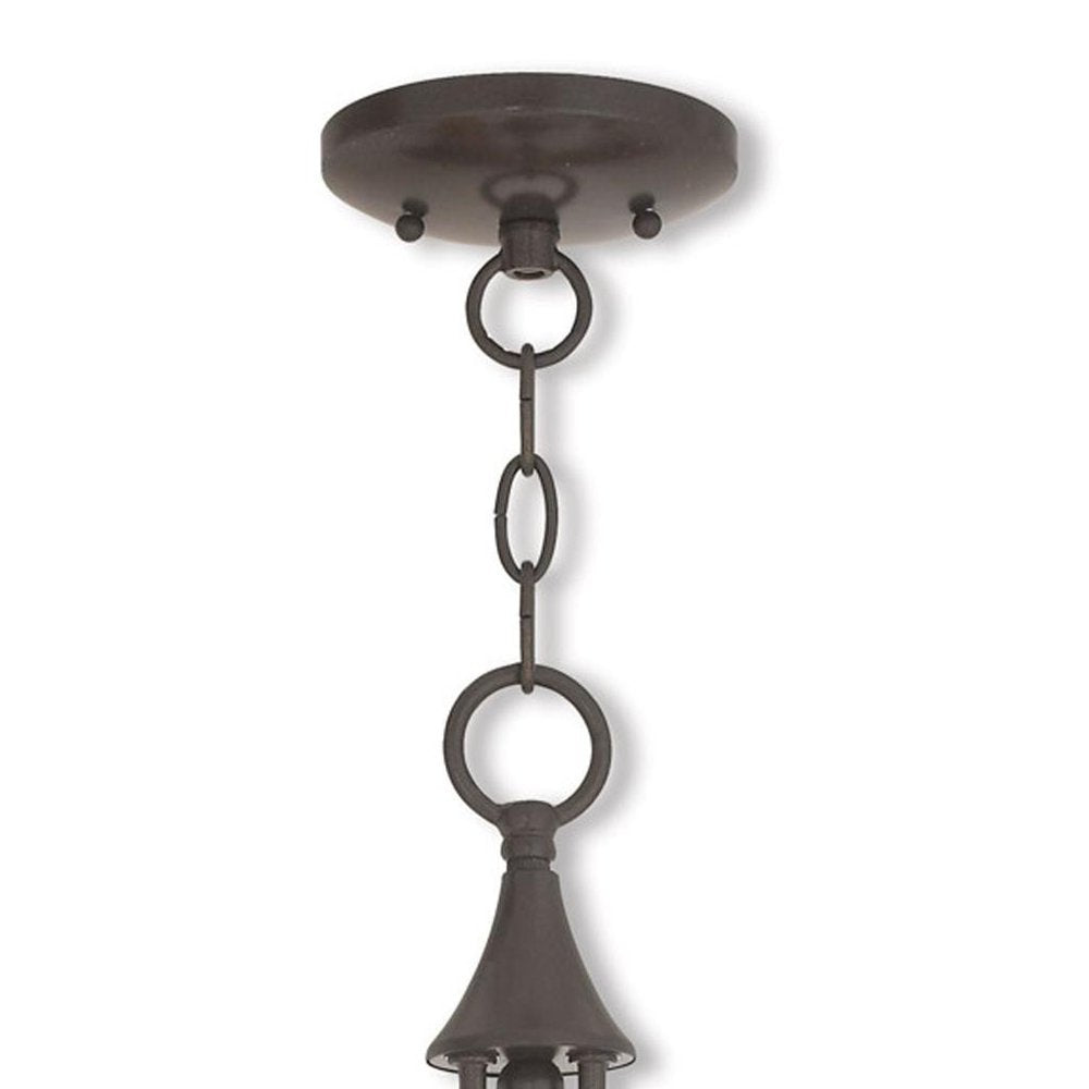 Bronze And Clear Three Light Metal Dimmable Chandelier With Shades