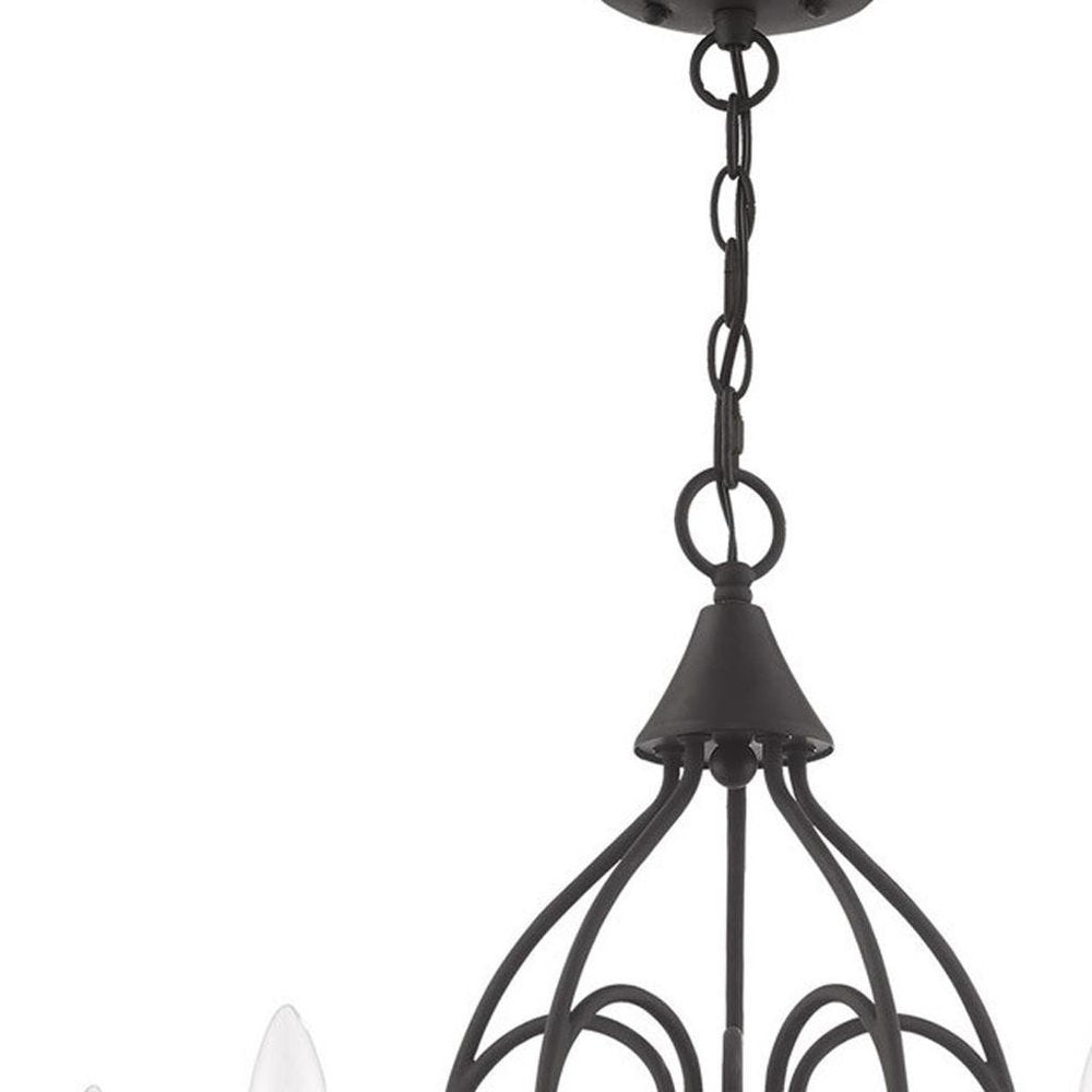 Black Five Light Metal Dimmable Chandelier With Shades