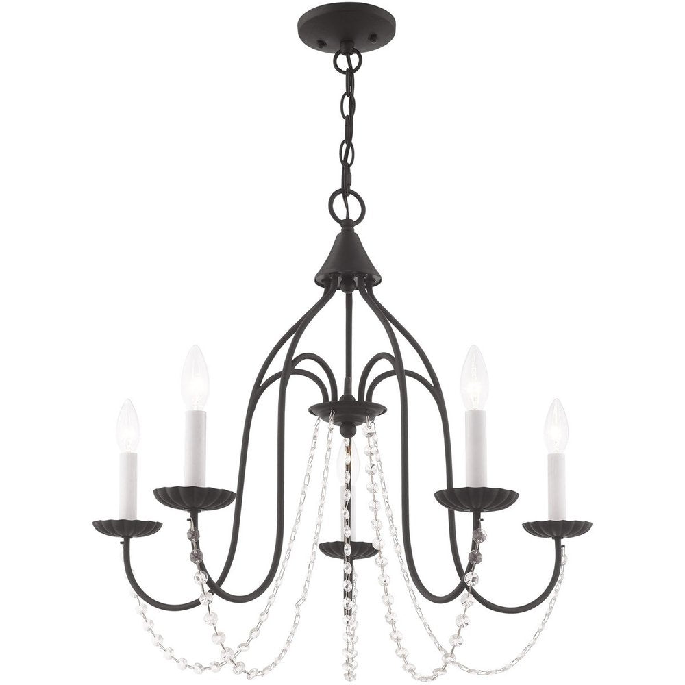 Black Five Light Metal Dimmable Chandelier With Shades