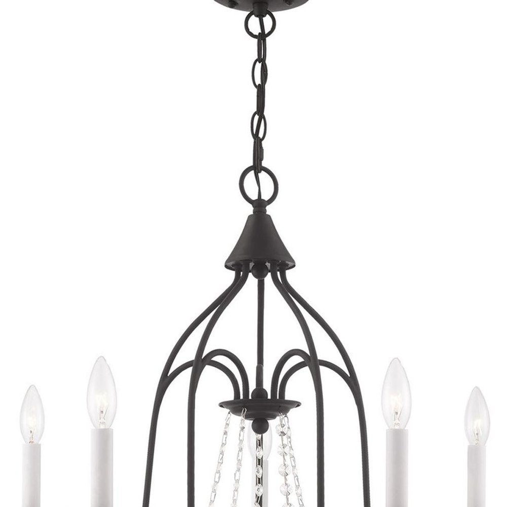 Black Five Light Metal Dimmable Chandelier With Shades