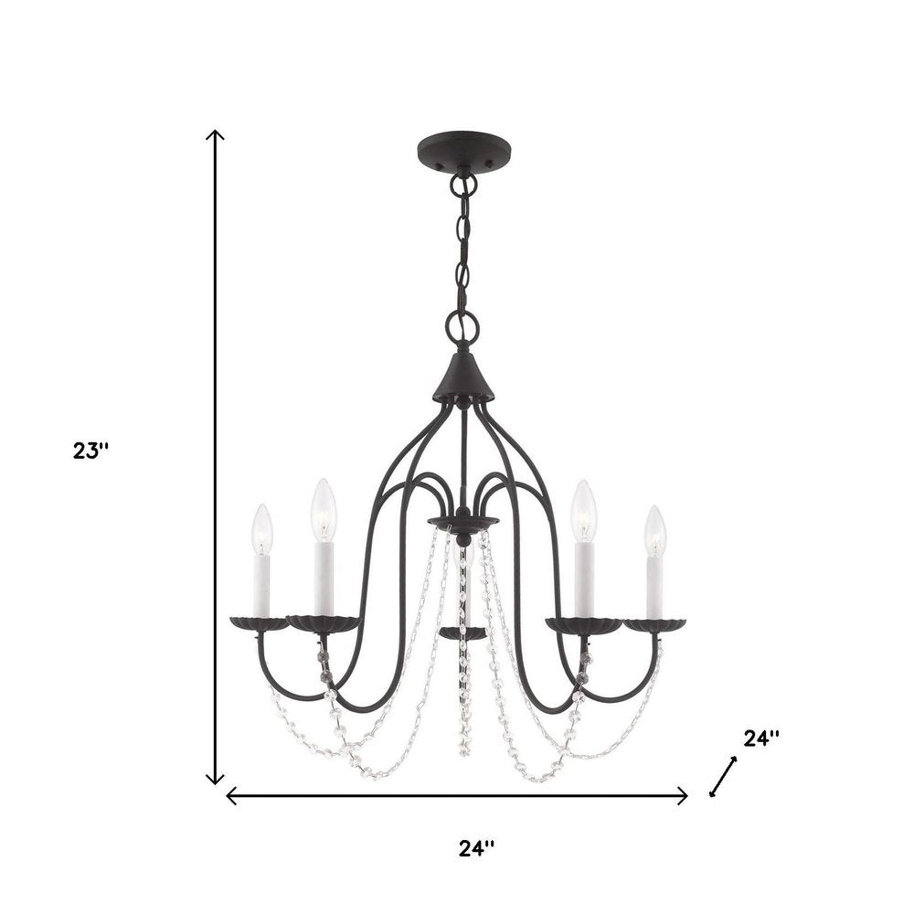 Black Five Light Metal Dimmable Chandelier With Shades