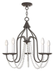 Bronze Five Light Metal Dimmable Chandelier With Shades