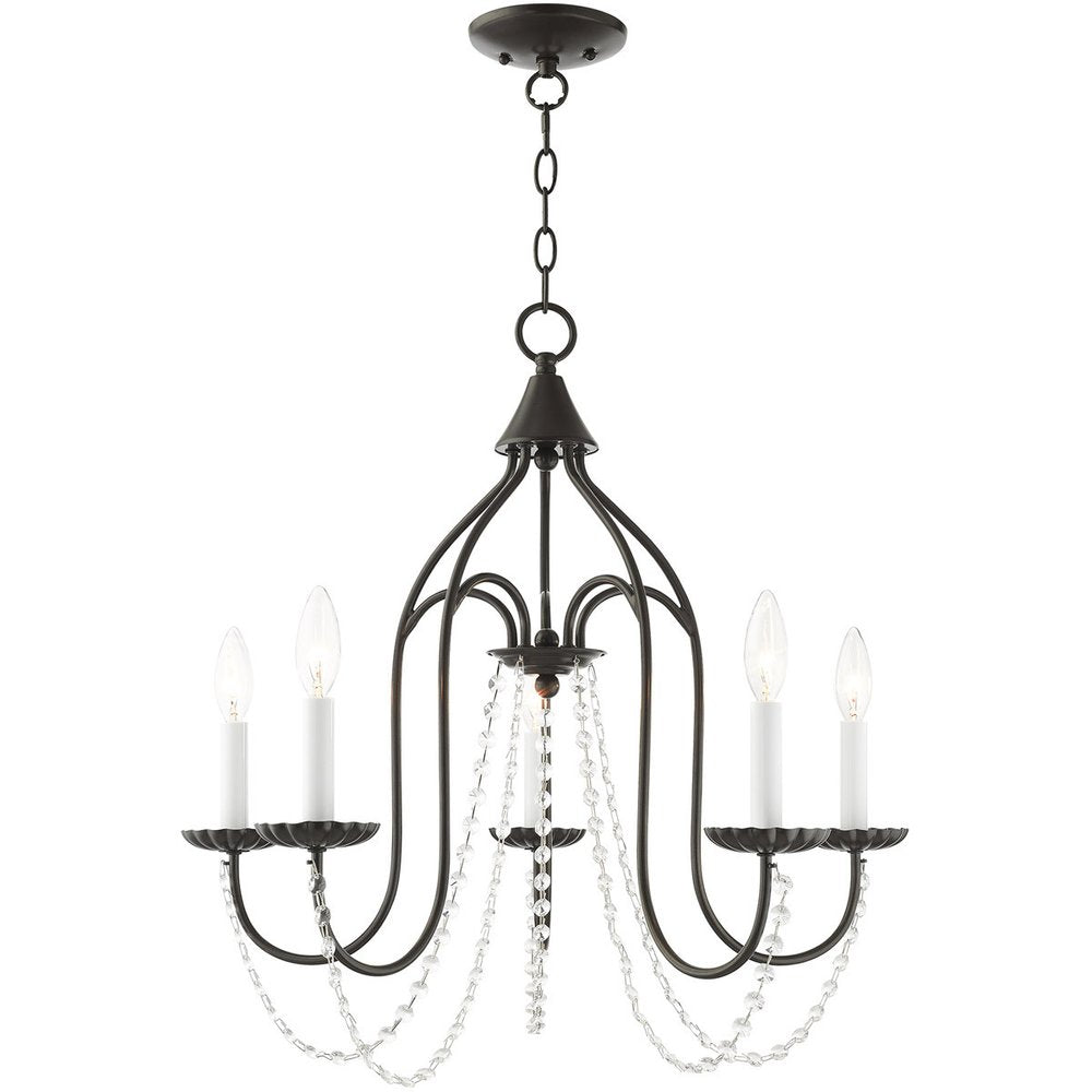 Five Light Dimmable Chandelier With Shades