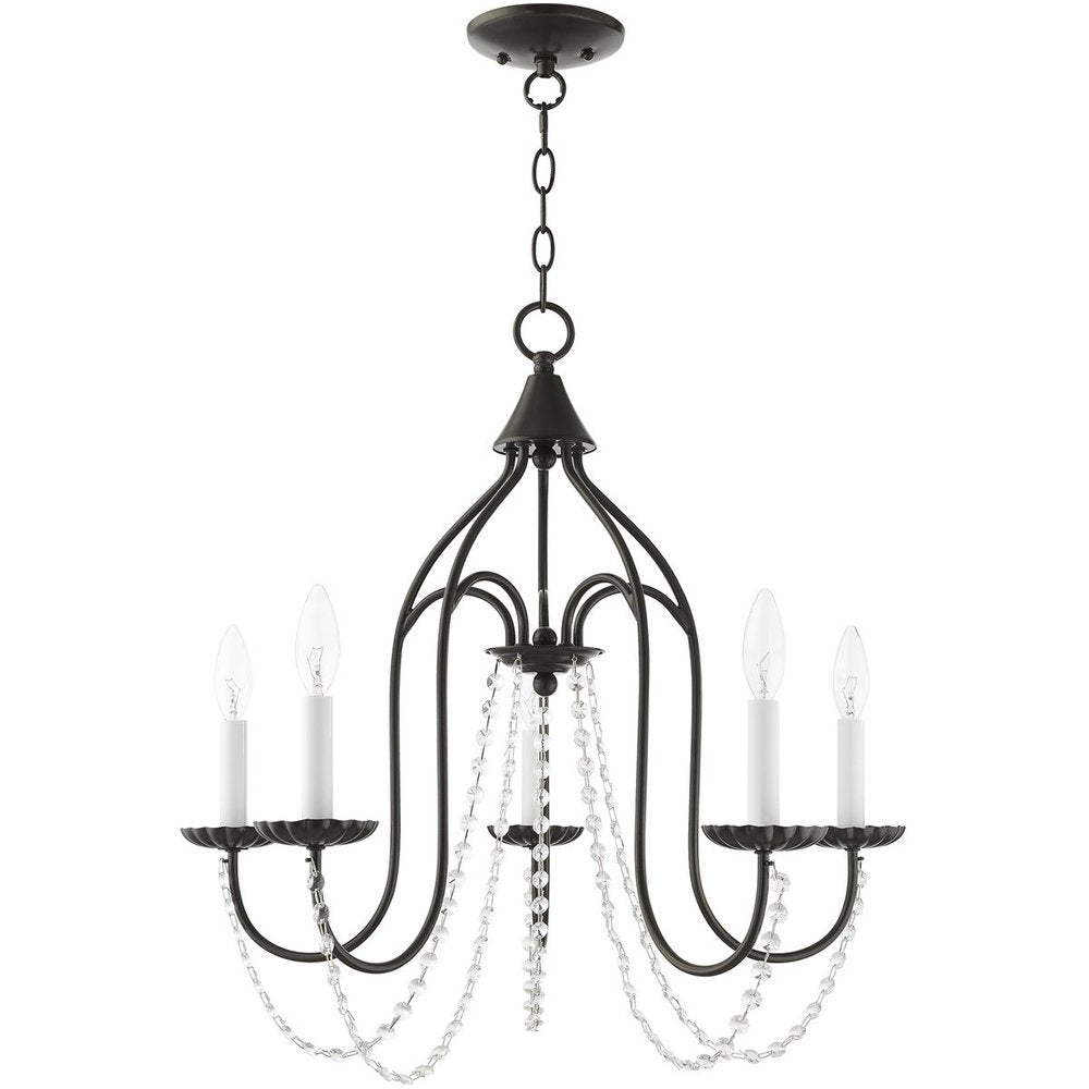 Bronze Five Light Metal Dimmable Chandelier With Shades