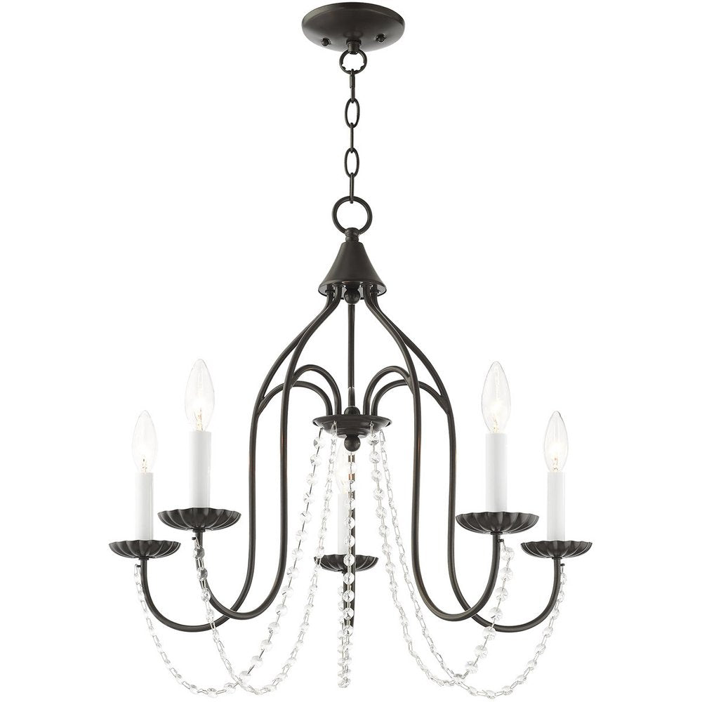 Bronze Five Light Metal Dimmable Chandelier With Shades