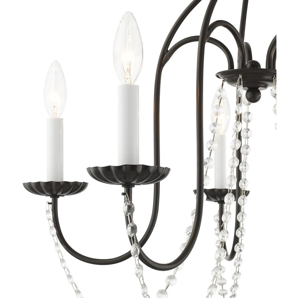 Bronze Five Light Metal Dimmable Chandelier With Shades