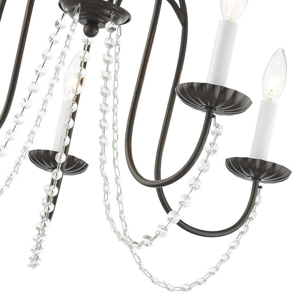 Bronze Five Light Metal Dimmable Chandelier With Shades