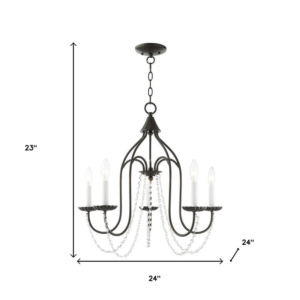 Five Light Dimmable Chandelier With Shades