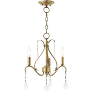 Antiqued Brass Three Light Metal Dimmable Chandelier With Shades