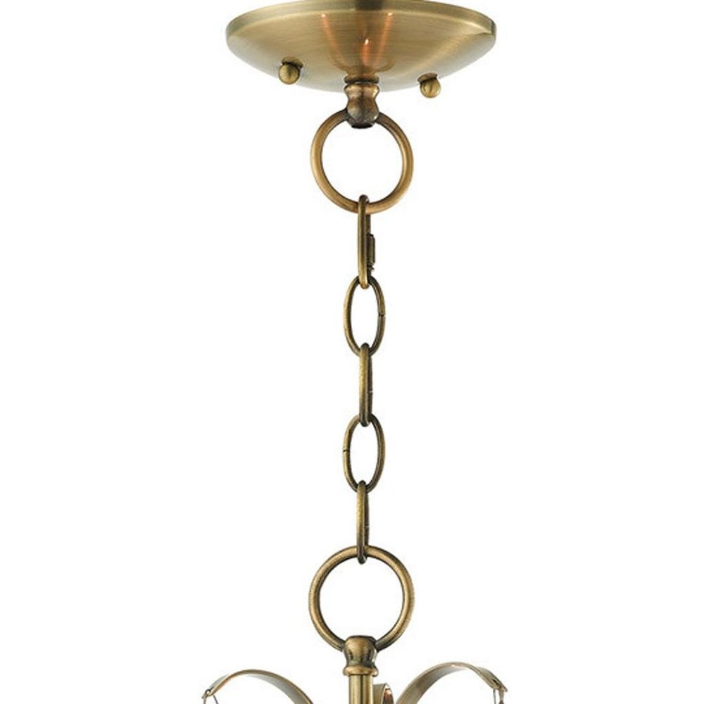 Antiqued Brass Three Light Metal Dimmable Chandelier With Shades