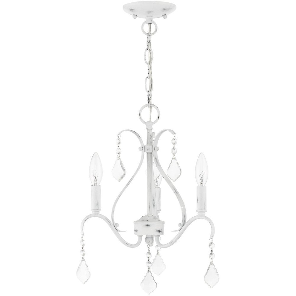 White Three Light Metal Dimmable Chandelier With Shades